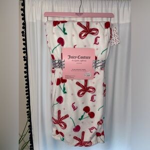 NWT Juicy Couture plush throw blanket bows cherries soft blanket women’s girly
